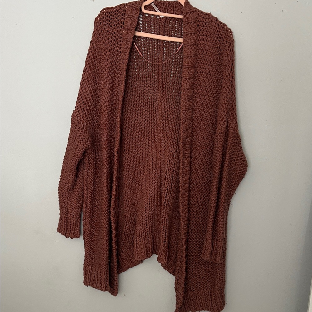 Long Brown Free People Cardigan